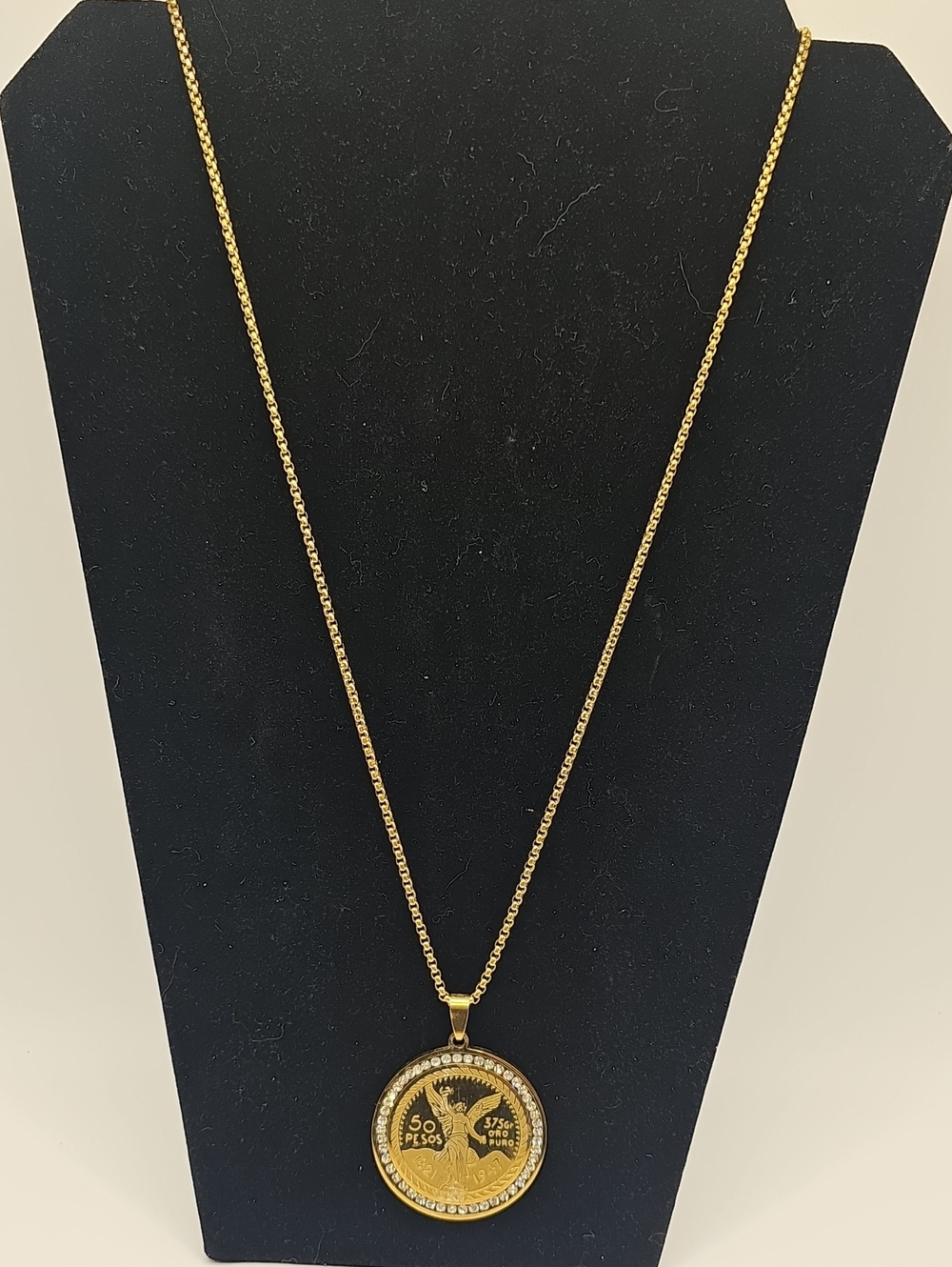 Gold-Tone Coin Pendant Necklace -30 grams Mexican Coin. Jewelry